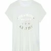Zadig & Voltaire Tee-shirt Walk Blason Coton Blanc Doré