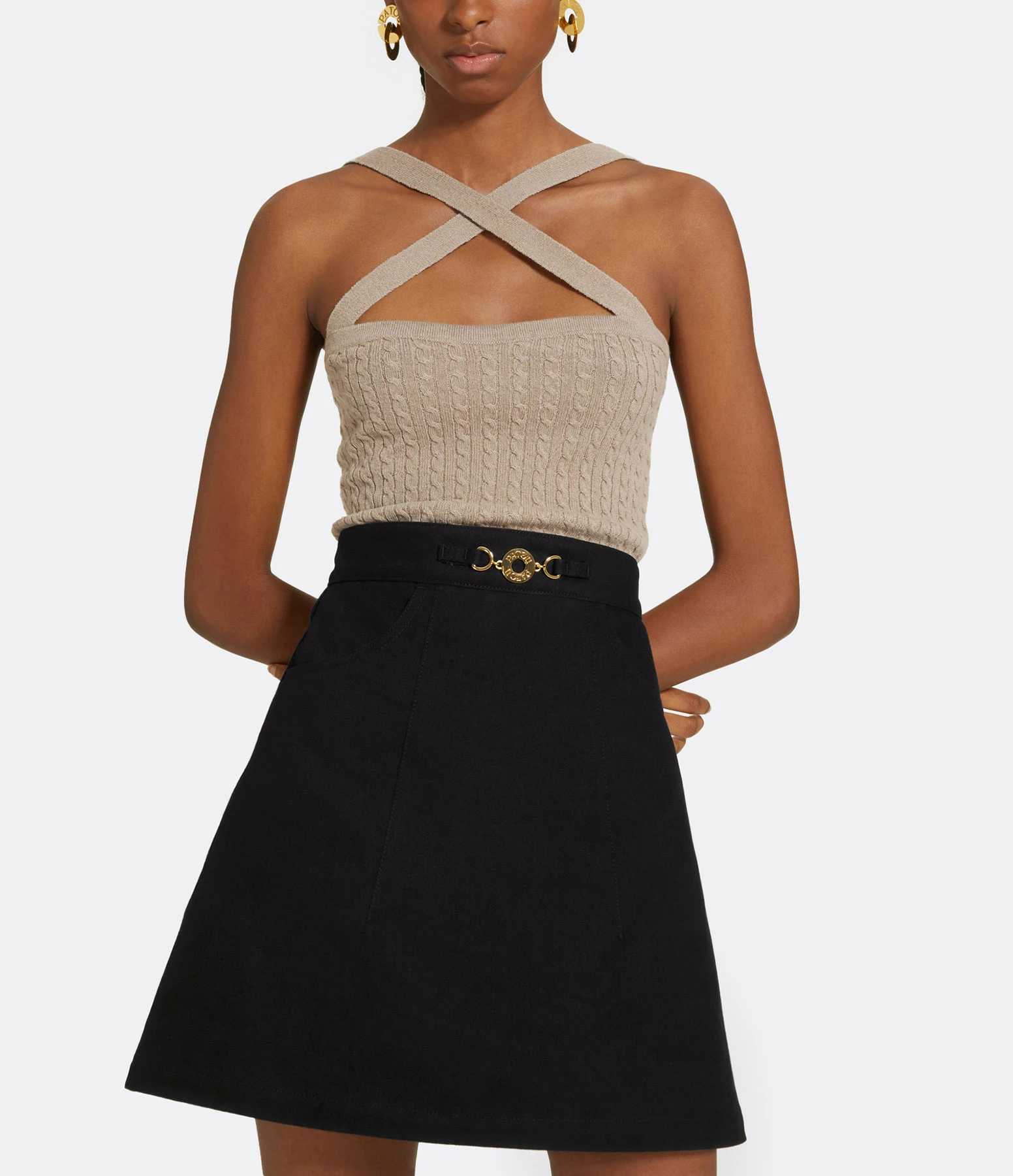 PATOU Top Croisé Laine Cachemire Beige Parchemin 3 PATOU Top Croisé Laine Cachemire Beige Parchemin – Image 3