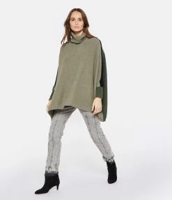 Kujten Poncho Ciara Smoking Cachemire Kaki -Majestic Filatures shop kujte look20221220 360