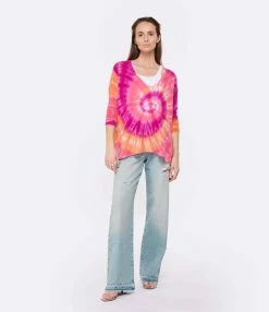 Kujten Pull Col V Oversize Minie Sunny Cachemire Rose Neo -Majestic Filatures shop kujte look20230126 283