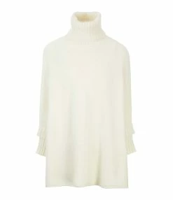Kujten Poncho Ciara Col Roulé Cachemire Blanc