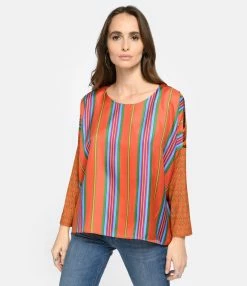 LA PRESTIC OUISTON Blouse Janine Soie Mix Corail Fun -Majestic Filatures shop lapre look20221215 341