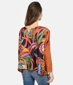 LA PRESTIC OUISTON Blouse Janine Soie Mix Corail Fun -Majestic Filatures shop lapre look20221215 344