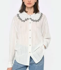 Laurence Bras Blouse Camping Coton Blanc -Majestic Filatures shop lbras look20230223 434
