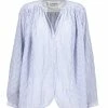 Laurence Bras Blouse Cigar Coton Rayures Bleu