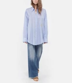 LES FÉLICITÉS Chemise Coton Bleu Avec Pierres De Protection -Majestic Filatures shop lesfe look20210126 364