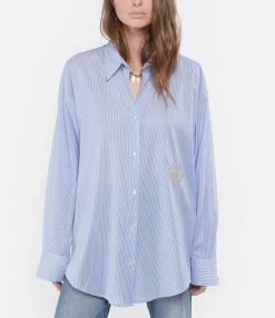 LES FÉLICITÉS Chemise Coton Bleu Avec Pierres De Protection -Majestic Filatures shop lesfe look20210126 369