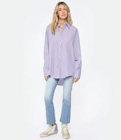 LES FÉLICITÉS Chemise Félicy Rayée Parme, Pierre De Protection 11 LES FÉLICITÉS Chemise Félicy Rayée Parme, Pierre De Protection -Majestic Filatures shop lesfe look20230113 34