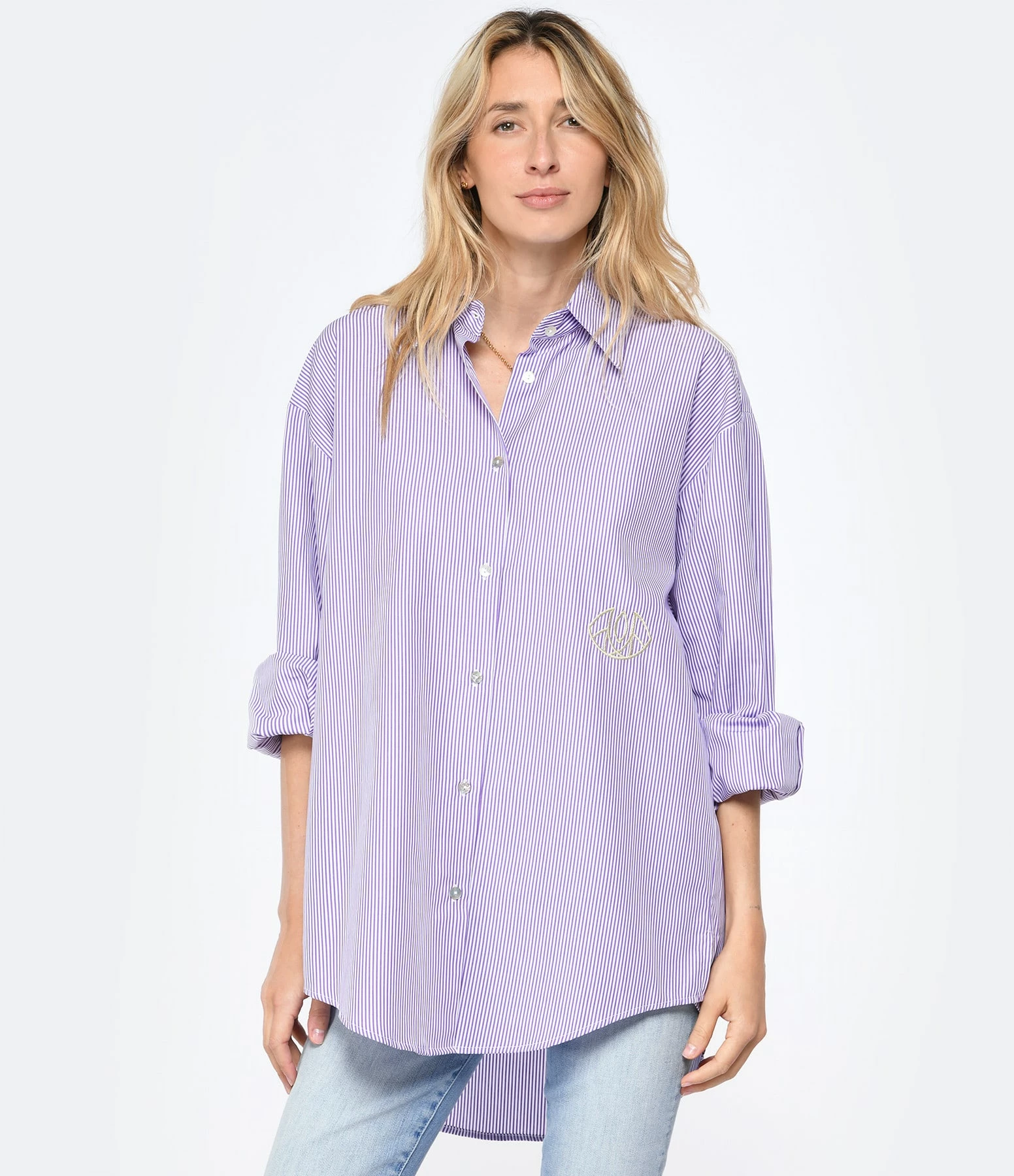 LES FÉLICITÉS Chemise Félicy Rayée Parme, Pierre De Protection 4 LES FÉLICITÉS Chemise Félicy Rayée Parme, Pierre De Protection – Image 4