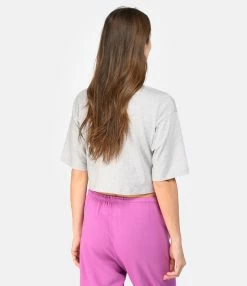 LOULOU STUDIO Tee-shirt Court Gupo Coton Gris -Majestic Filatures shop loulo look20221206 415