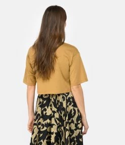 LOULOU STUDIO Tee-shirt Court Gupo Coton Camel -Majestic Filatures shop loulo look20221206 438