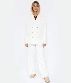 LOULOU STUDIO Blazer Sara Coton Ivoire -Majestic Filatures shop loulo look20221214 537