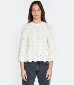 LOULOU STUDIO Top Cabra Crochet Coton Ivoire -Majestic Filatures shop loulo look20230203 17