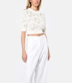 LOULOU STUDIO Top Crochet Jaro Coton Ivoire -Majestic Filatures shop loulo look20230222 62