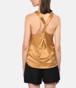 LOULOU STUDIO Top Estor Soie Camel -Majestic Filatures shop loulo look20230223 179