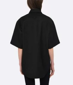 LOULOU STUDIO Chemise Manches Courtes Moheli Noir 7 LOULOU STUDIO Chemise Manches Courtes Moheli Noir -Majestic Filatures shop loulo look20230223 42