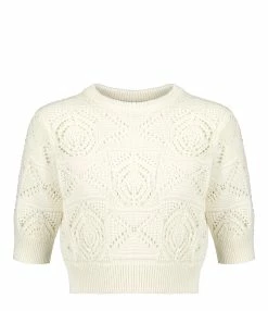 LOULOU STUDIO Top Crochet Jaro Coton Ivoire