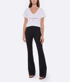 Tee-shirt Lulli St-Tropez Col V Coton Bio Blanc, Collaboration Jeanne Vouland X Lulli -Majestic Filatures shop lulli look20220706 302