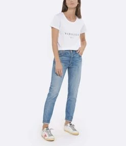 Tee-shirt Lulli Marseille Col Rond Coton Bio Blanc, Collaboration Jeanne Vouland X Lulli -Majestic Filatures shop lulli look20220712 273