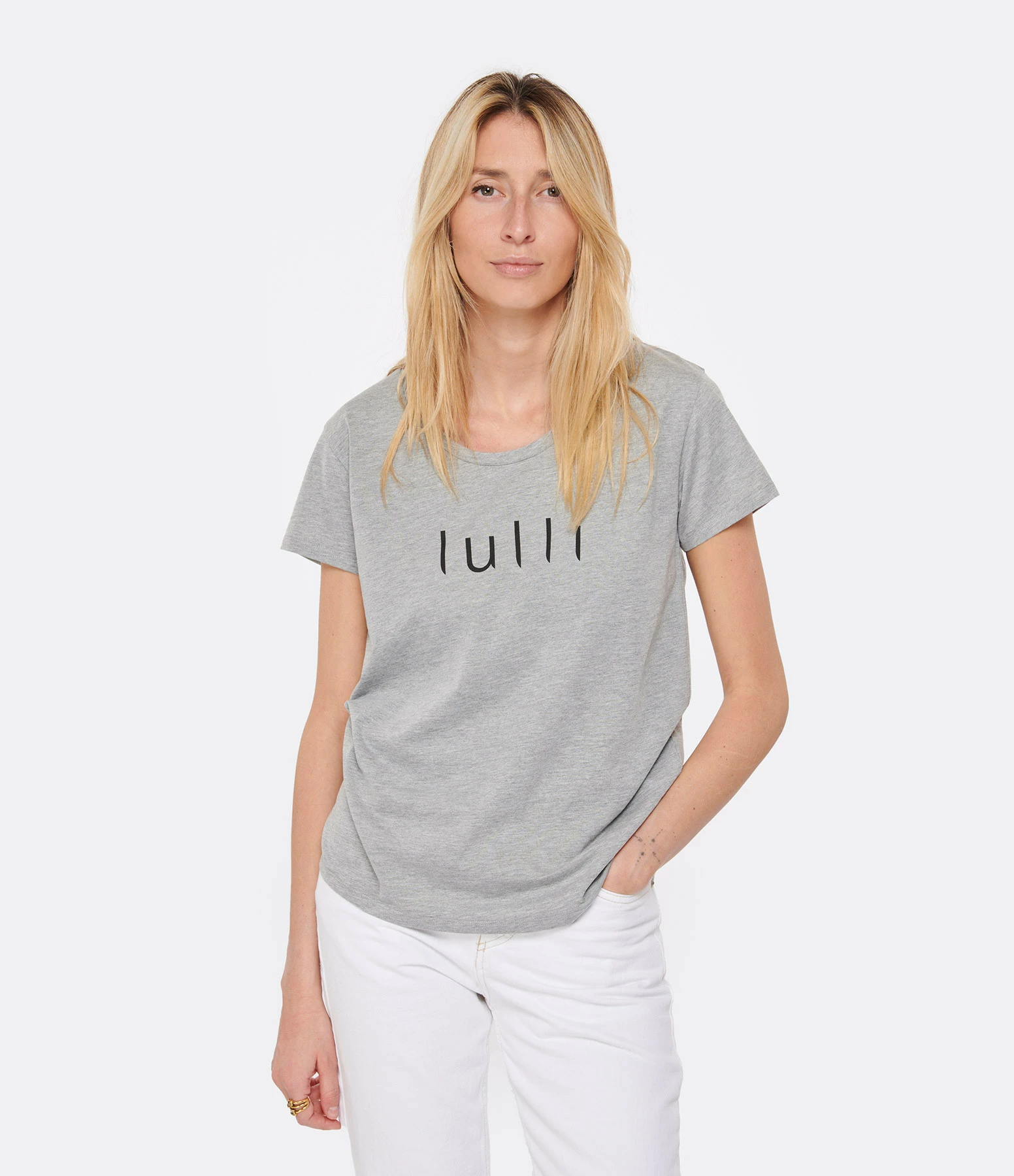 Tee-shirt Lulli Col Rond Coton Gris 3 Tee-shirt Lulli Col Rond Coton Gris – Image 3