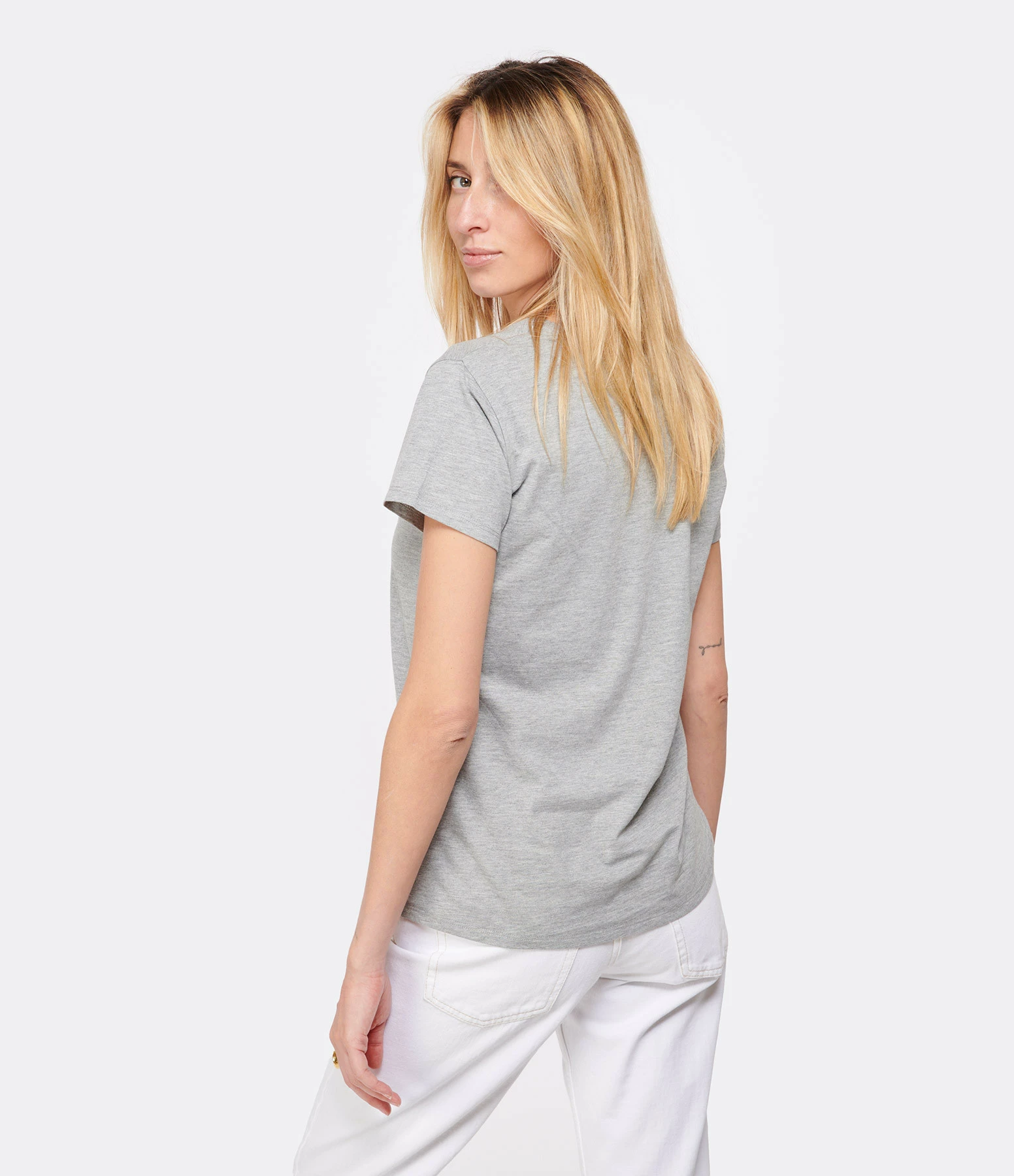 Tee-shirt Lulli Col Rond Coton Gris 5 Tee-shirt Lulli Col Rond Coton Gris – Image 5