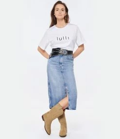 Tee-shirt Lulli Col Rond Coton Bio Blanc -Majestic Filatures shop lulli look20230126 70