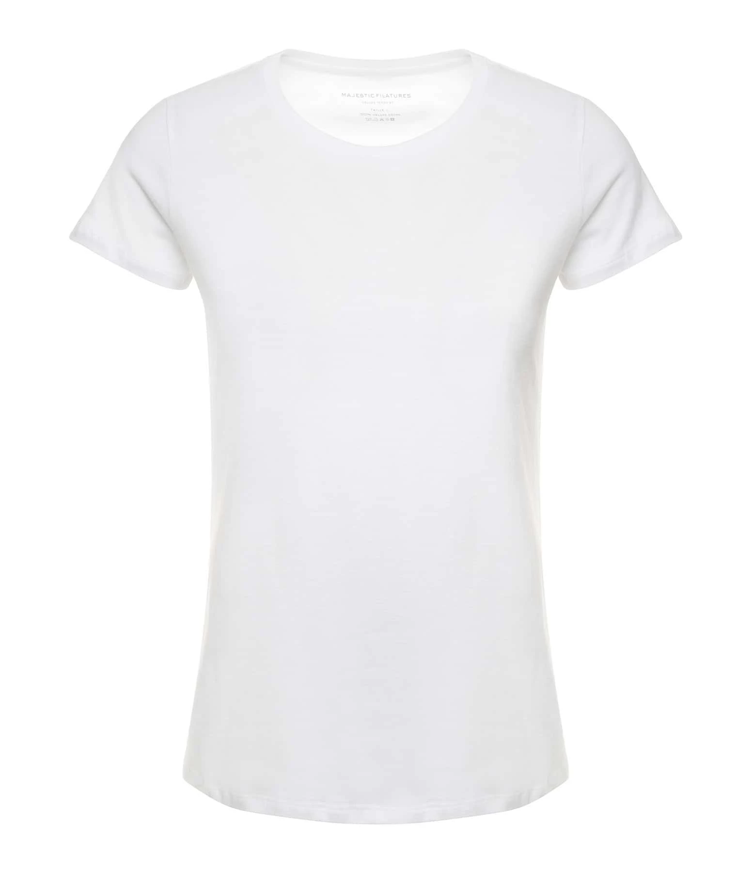 MAJESTIC FILATURES Tee-shirt Jamie Col Rond Coton Blanc 1 MAJESTIC FILATURES Tee-shirt Jamie Col Rond Coton Blanc
