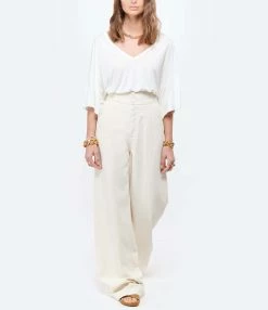 MAEVY MOUVEMENT LIBRE Top Col V Marie Bambou Blanc -Majestic Filatures shop maevy look20210406 126 1