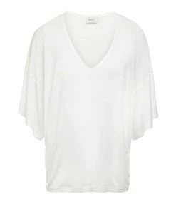 MAEVY MOUVEMENT LIBRE Top Col V Marie Bambou Blanc