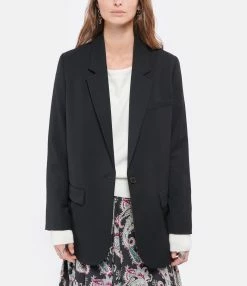 MAISON STANDARDS Veste Blazer Oversize Andrea S Laine Noir -Majestic Filatures shop maiso look20211006 191