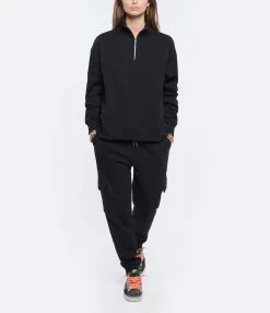 MAISON STANDARDS Sweatshirt Chiara Coton Noir -Majestic Filatures shop maiso look20211020 331