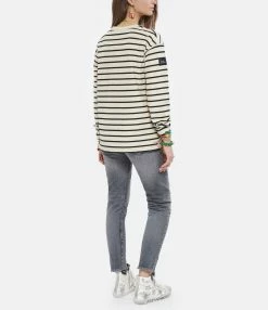 MAISON STANDARDS Tee-shirt Marinière Domotille Coton Écru -Majestic Filatures shop maiso look20220302 221
