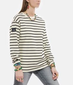 MAISON STANDARDS Tee-shirt Marinière Domotille Coton Écru -Majestic Filatures shop maiso look20220302 230