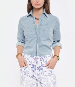 MAISON STANDARDS Chemise Maureen Denim Bleu -Majestic Filatures shop maiso look20220413 125