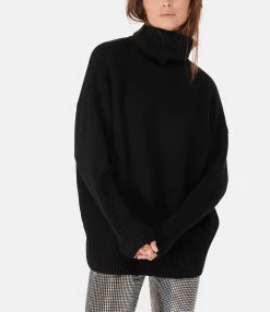 MAISON STANDARDS Pull Col Roulé Eugénie Noir -Majestic Filatures shop maiso look20221012 89