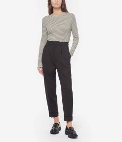 MAISON STANDARDS Tee-shirt Emannuella Rayures Noir Crème -Majestic Filatures shop maiso look20221110 39