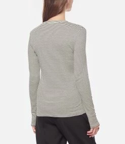 MAISON STANDARDS Tee-shirt Emannuella Rayures Noir Crème -Majestic Filatures shop maiso look20221110 45