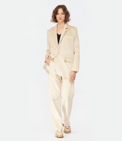 MAISON STANDARDS Veste Blazer Andréa Velours Crème -Majestic Filatures shop maiso look20221205 119