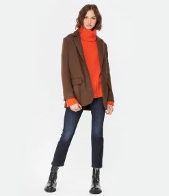 MAISON STANDARDS Veste Blazer Oversize Andrea F Laine Marron -Majestic Filatures shop maiso look20221205 72