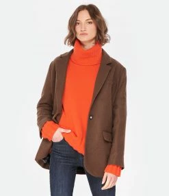 MAISON STANDARDS Veste Blazer Oversize Andrea F Laine Marron -Majestic Filatures shop maiso look20221205 77