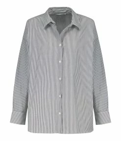 MAISON STANDARDS Chemise Linda Coton Rayures Noir