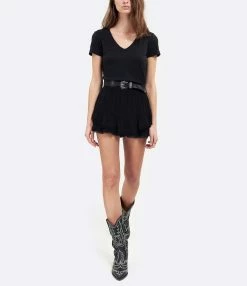 MAJESTIC FILATURES Tee-shirt Lisa Col V Lin Noir 8 MAJESTIC FILATURES Tee-shirt Lisa Col V Lin Noir -Majestic Filatures shop majes look20200122 544 1