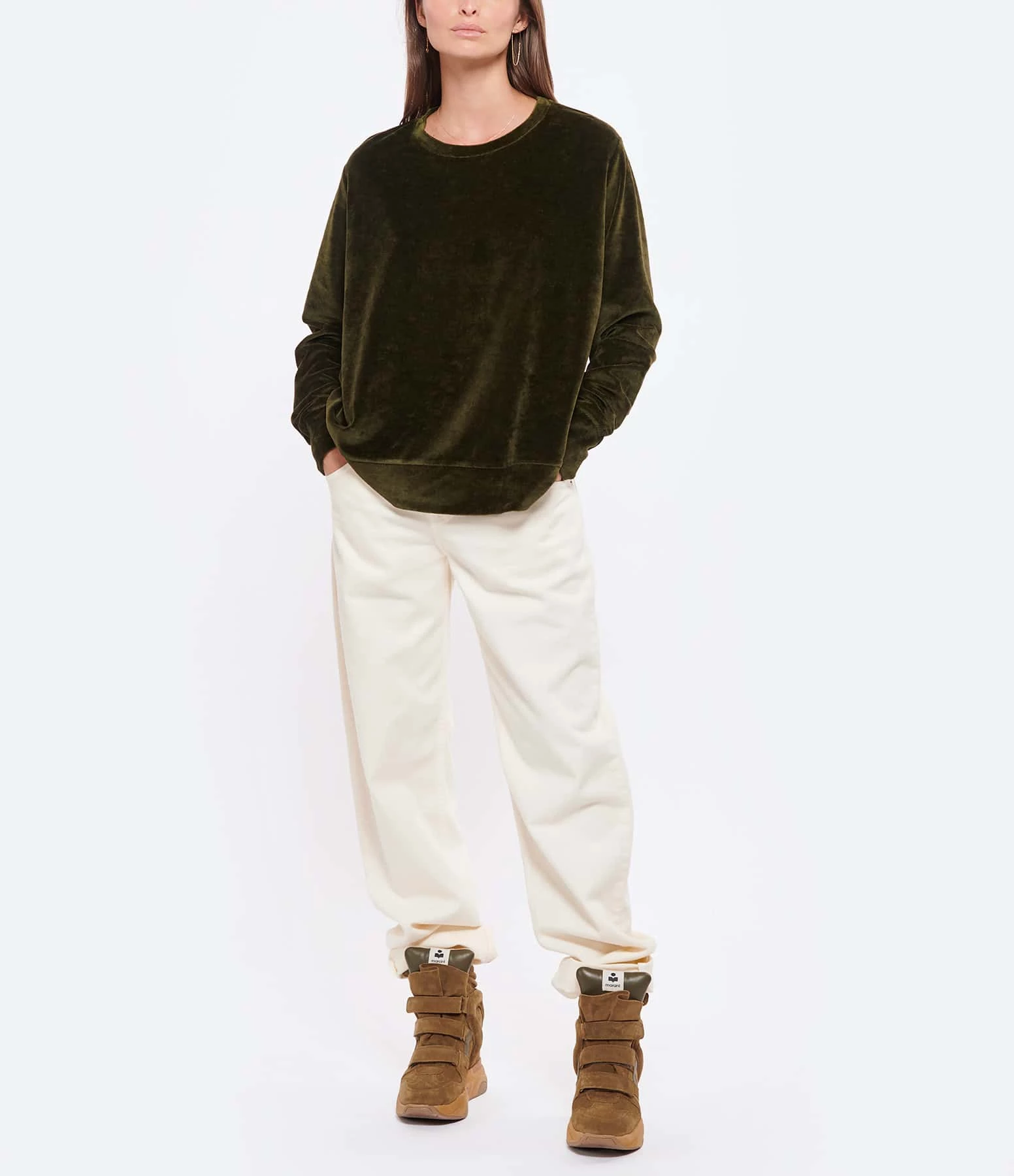 MAJESTIC FILATURES Pull Coton Olive 4 MAJESTIC FILATURES Pull Coton Olive – Image 4