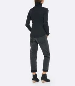 MAJESTIC FILATURES Tee-shirt Col Roulé Coton Noir -Majestic Filatures shop majes look20220802 20 1