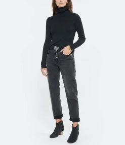 MAJESTIC FILATURES Tee-shirt Col Roulé Coton Noir -Majestic Filatures shop majes look20220812 22