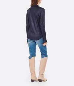 MAJESTIC FILATURES Chemise Métallique Navy -Majestic Filatures shop majes look20220907 340