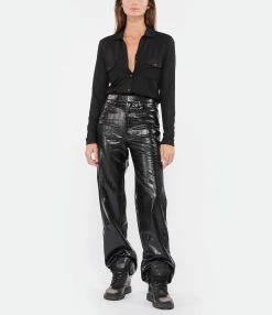 MAJESTIC FILATURES Chemise Métallique Noir -Majestic Filatures shop majes look20220907 650