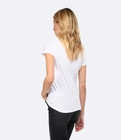 MAJESTIC FILATURES Tee-shirt Julia Col V Coton Blanc -Majestic Filatures shop majes look20230111 299