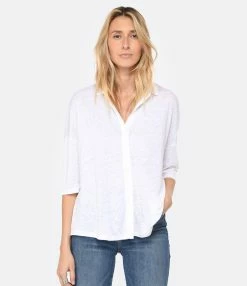 MAJESTIC FILATURES Chemise Lin Blanc -Majestic Filatures shop majes look20230111 507