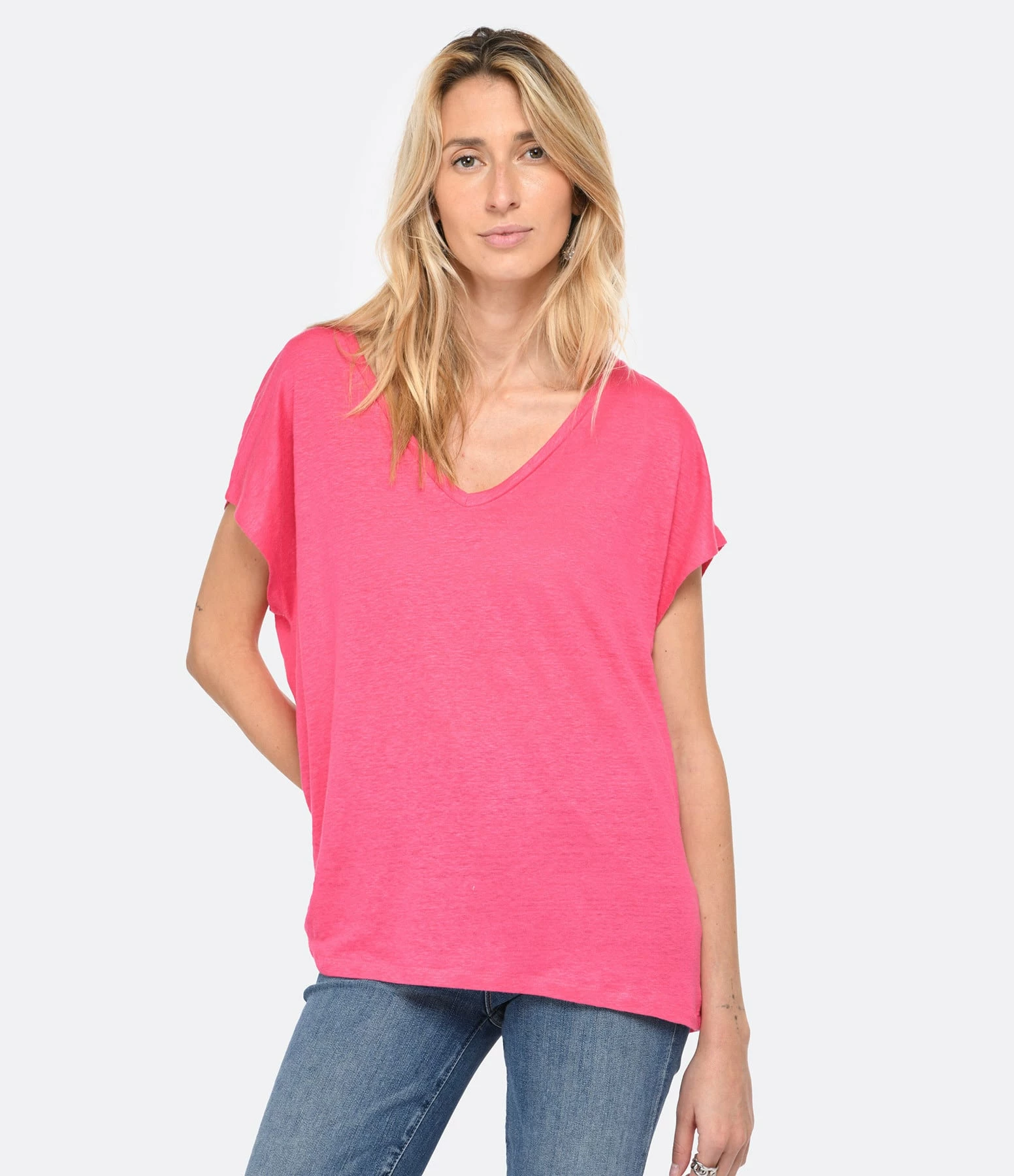 MAJESTIC FILATURES Tee-shirt Col V Lin Flamingo 3 MAJESTIC FILATURES Tee-shirt Col V Lin Flamingo – Image 3